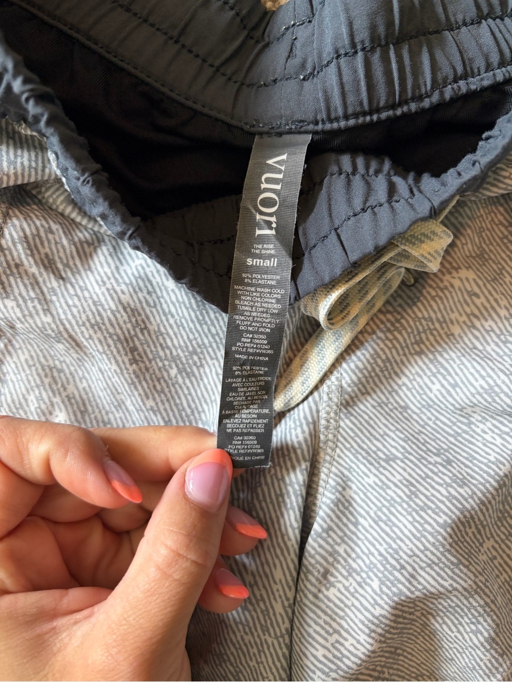 Vuori Gray Striped Performance Drawstring Yoga Shorts